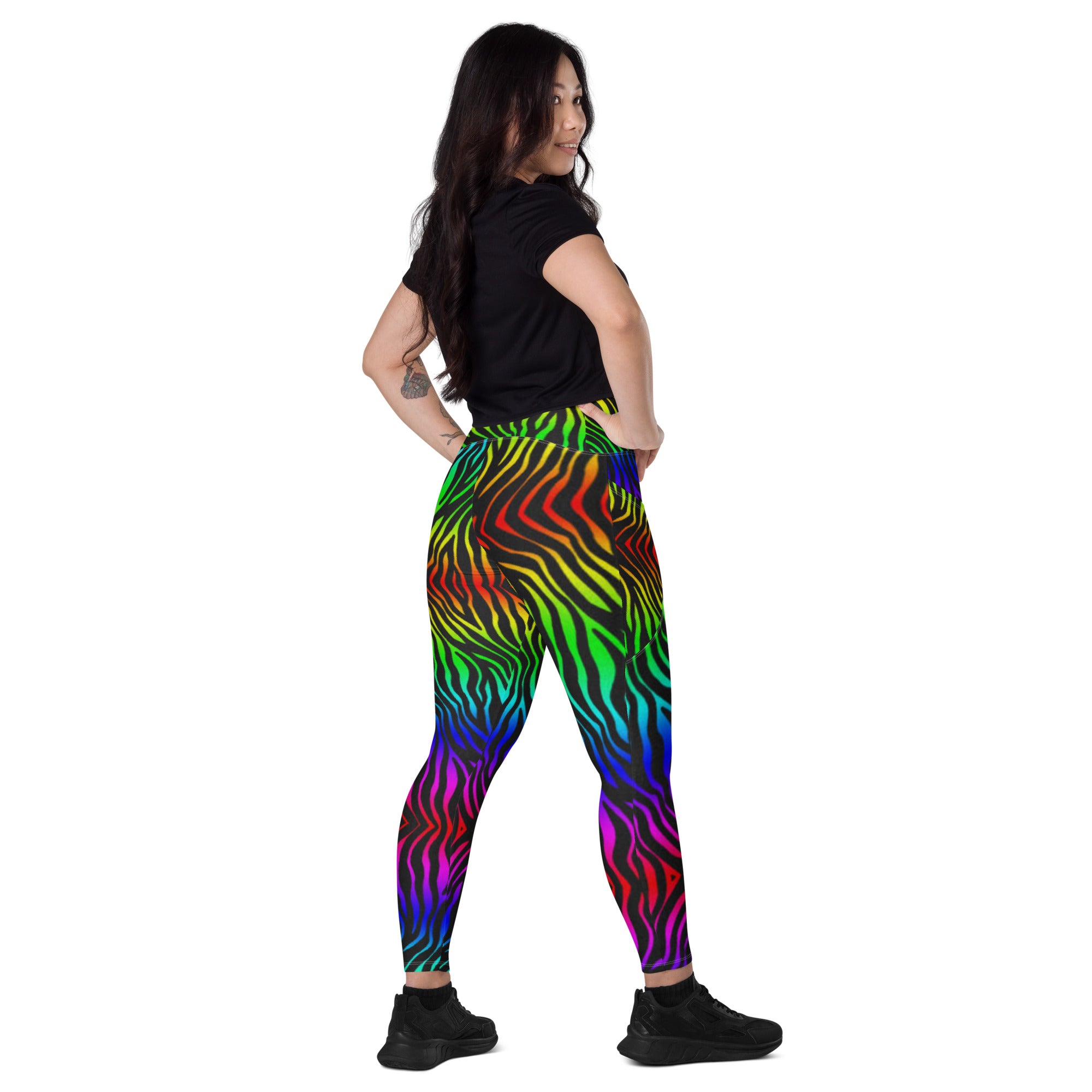 Rainbow Zebra Leggings with Pockets | All Sizes